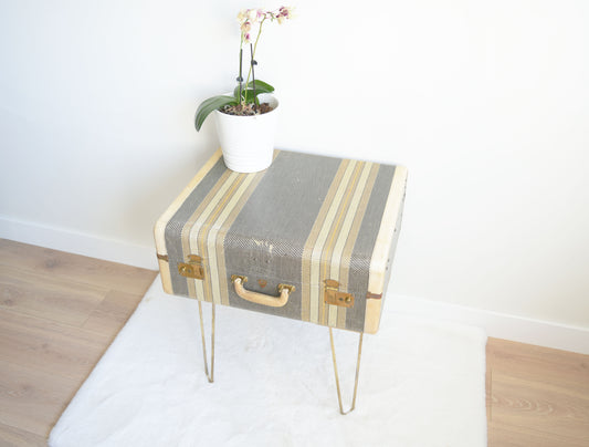 Stripped Gold Suitcase Table