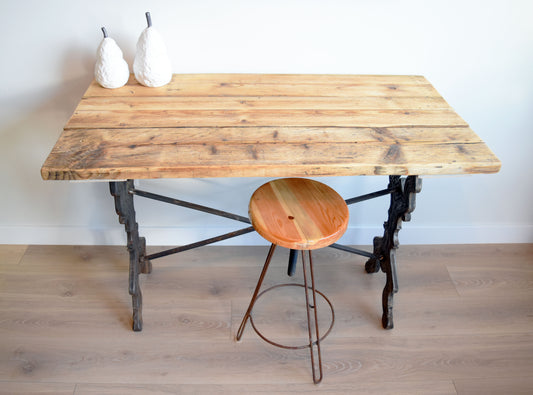 Antique Iron Table and Spinning Stool