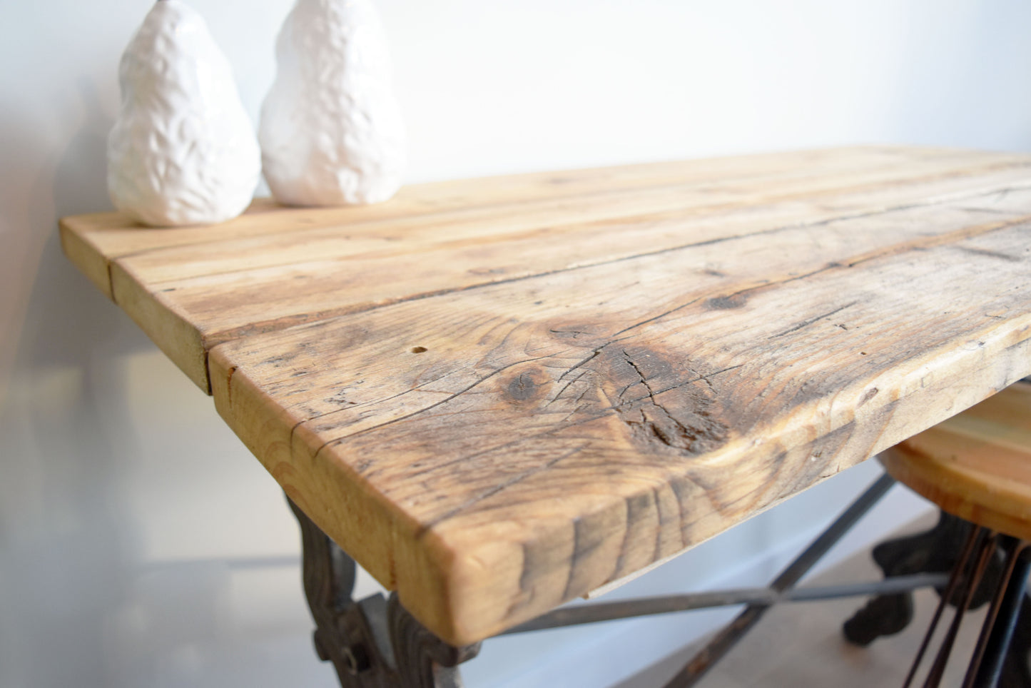 Antique Iron Table and Spinning Stool