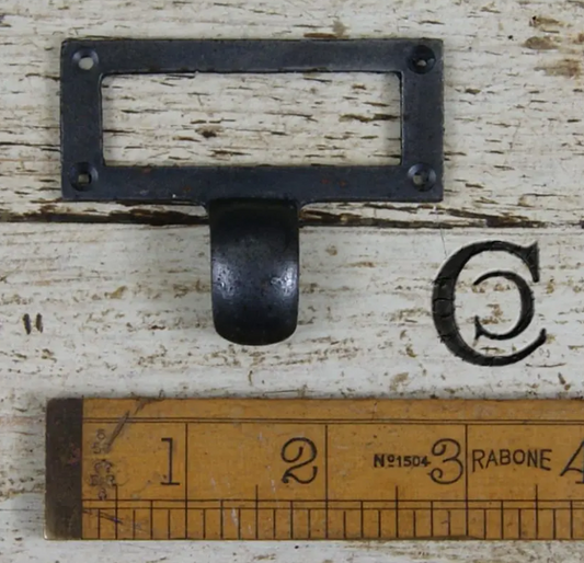 Library Label Frame Pull Square Cast Antique Iron 70mm x 30mm