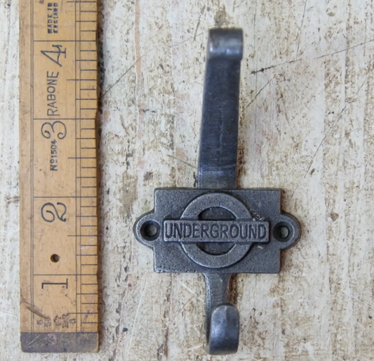 Coat Hook UNDERGROUND 2 – Part Cast Antique Iron 110mm