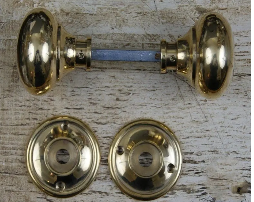 Door Knob Set - The Cottage Bun - Solid Brass 2 1/2"