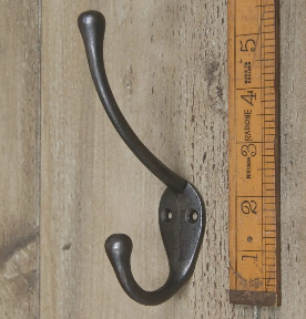 Victorian Hat and Coat Hook - Retro Cast - Antique Iron- 2 hole - 138 mm