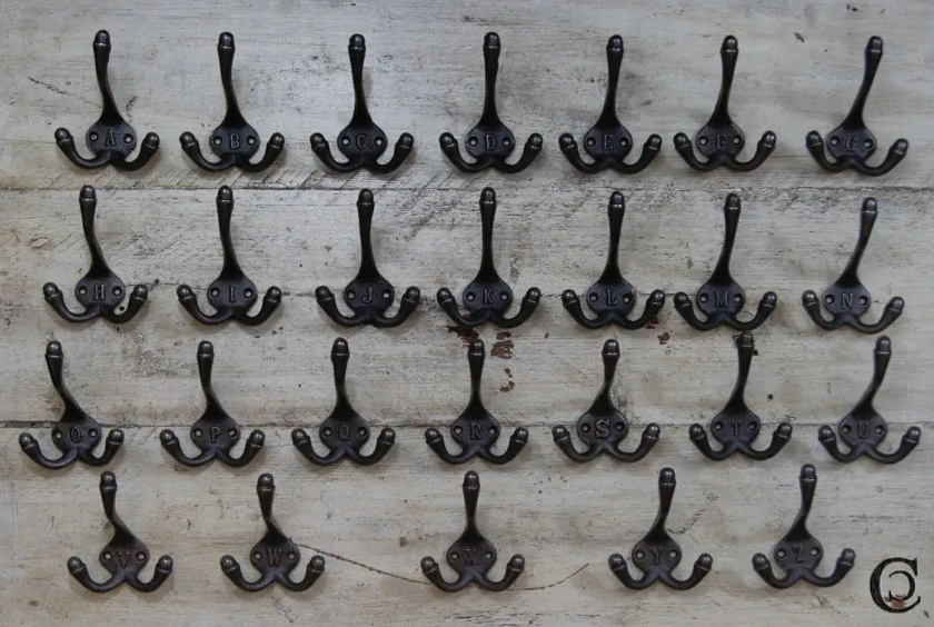 Triple Robe Hooks - A to Z  (1 Letter only)