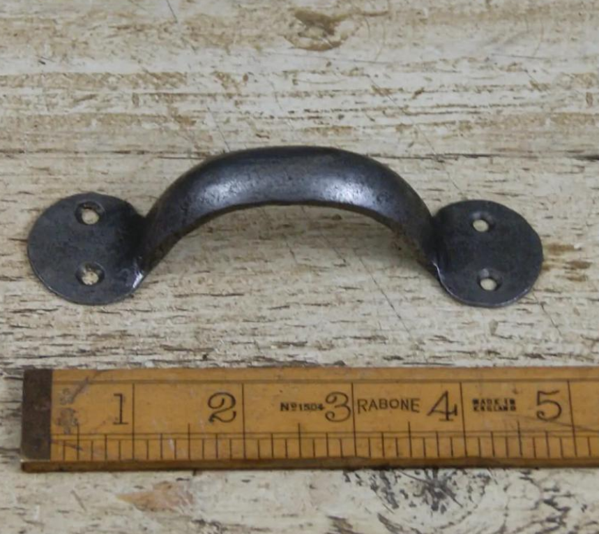 Pull Handle Round End Hand Forged 2 Hole Antique Iron 5", 6" 7", 8", 9", 10", 12", 14"  in Black WAX or Natural