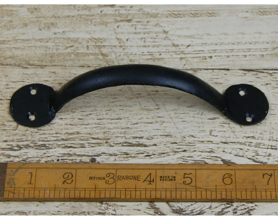 Pull Handle Round End Hand Forged 2 Hole Antique Iron 5", 6" 7", 8", 9", 10", 12", 14"  in Black WAX or Natural