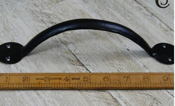 Pull Handle Round End Hand Forged 2 Hole Antique Iron 5", 6" 7", 8", 9", 10", 12", 14"  in Black WAX or Natural