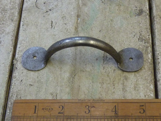 Pull Handle Round End Hand Forged 2 Hole Antique Iron 5", 6" 7", 8", 9", 10", 12", 14"  in Black WAX or Natural