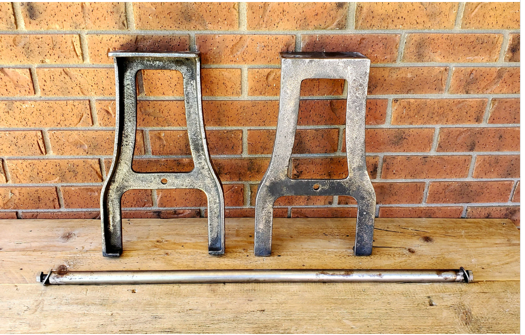 Abbot - Antique Iron Bench Bases - (No Top) 5 sizes for stabilization bars between leg bases 32.5" - 48" - 60" - 62" - 72" (Copy)