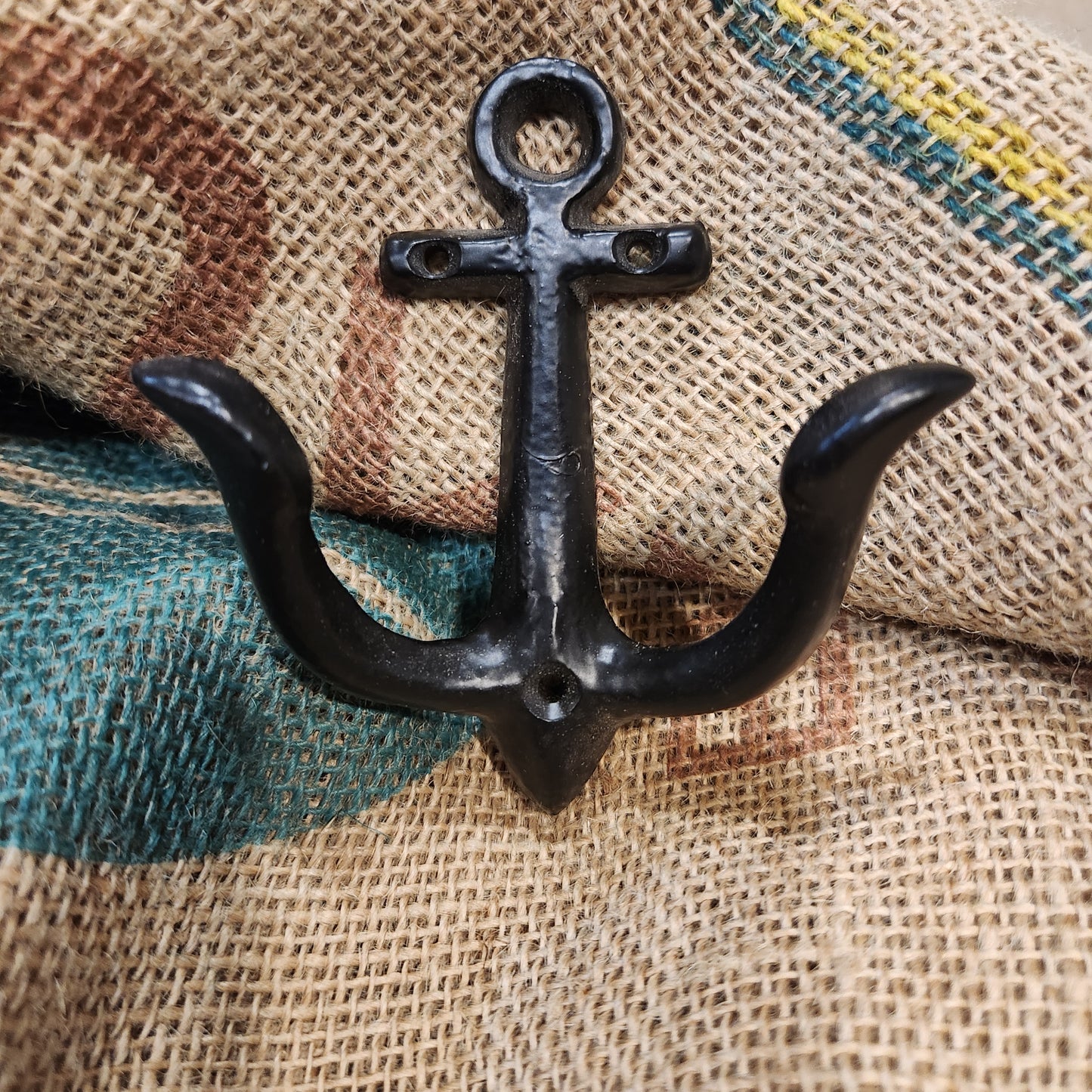 Coat Hook ANCHOR Shape Small Cast Antique Iron 110mm x 90mm