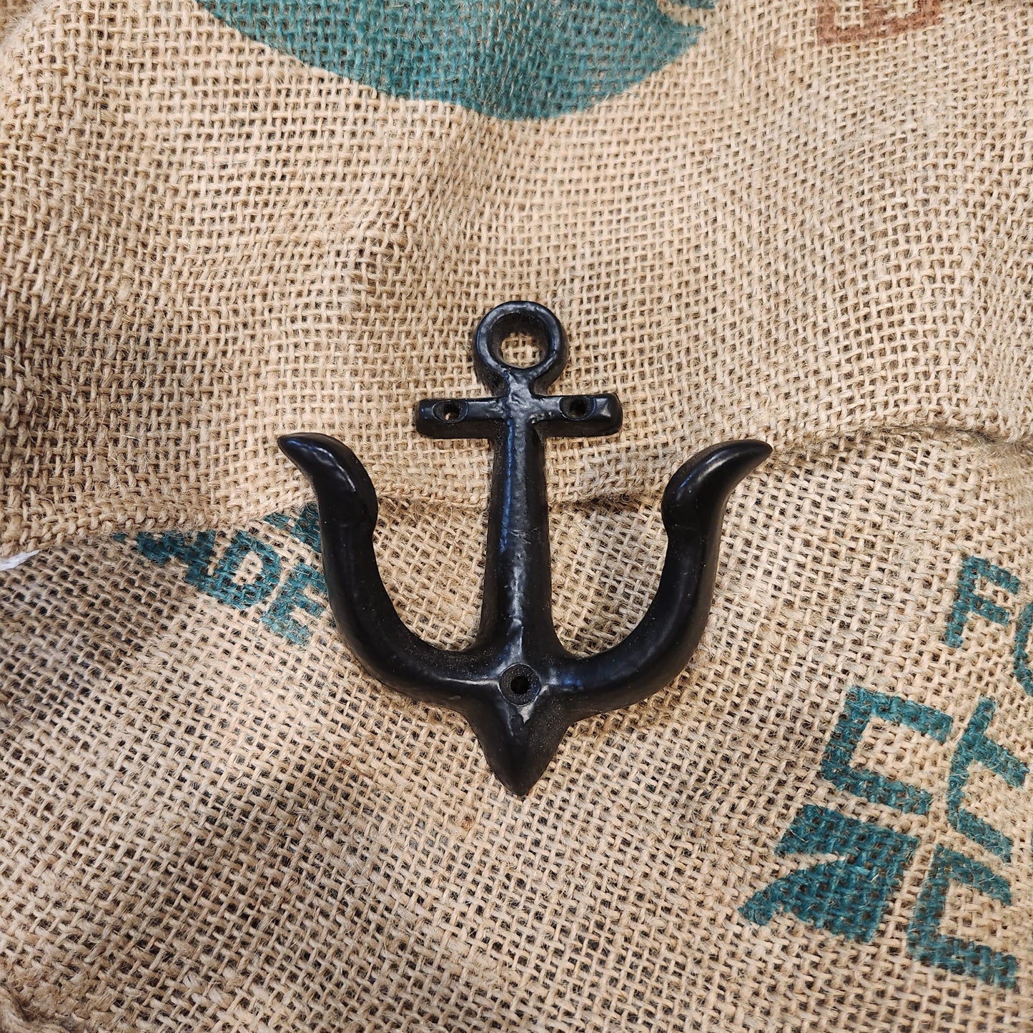 Coat Hook ANCHOR Shape Small Cast Antique Iron 110mm x 90mm