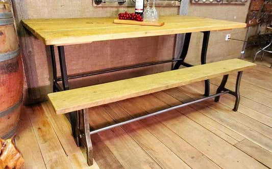 Abbot - 72" Antique Iron Table with Reclaimed Wood Top - Spearhead Collection - Benches & Tables - Benches Stools & Tables, Reclaimed Barn Wood Furniture