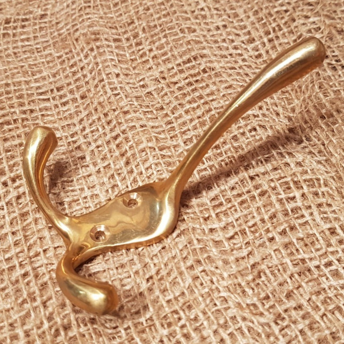 Triple Brass Coat Hook - Antique Brass